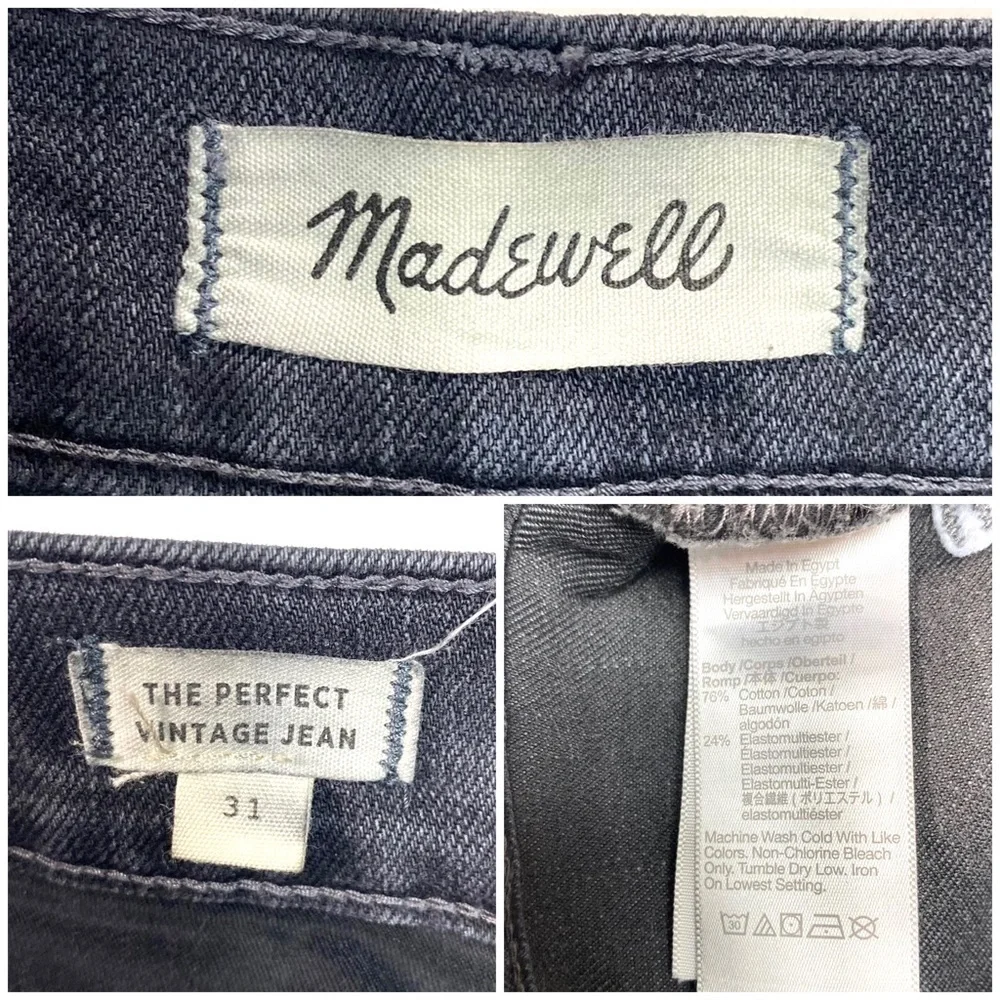 Madewell The Perfect Vintage Jean in Lunar Wash Washed Black Size 31 Style N0591